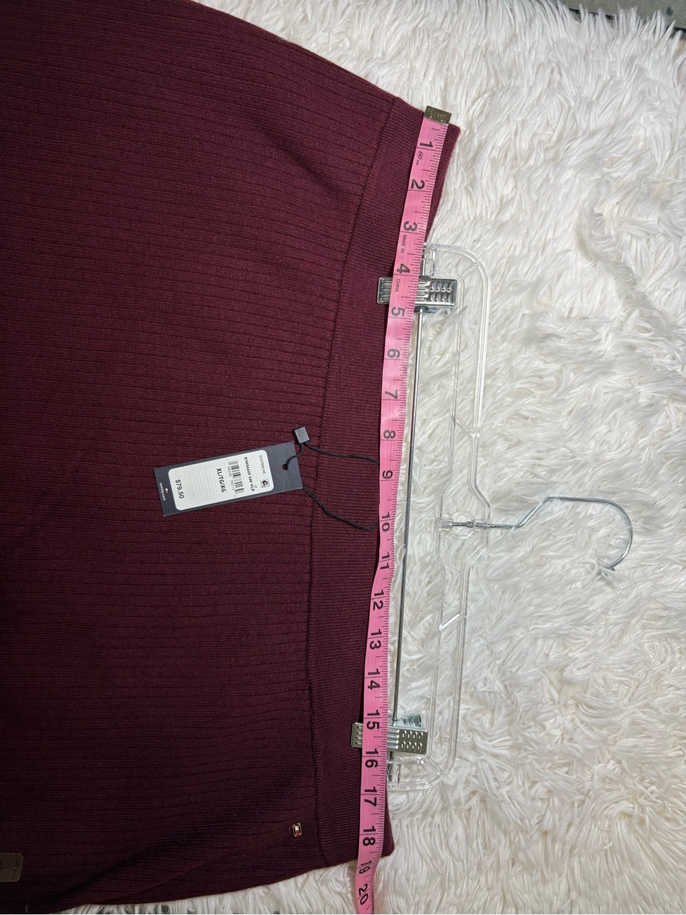 Tommy Hilfiger Women’s Ribbed Midi Skirt in Burgundy - Picture 9 of 14